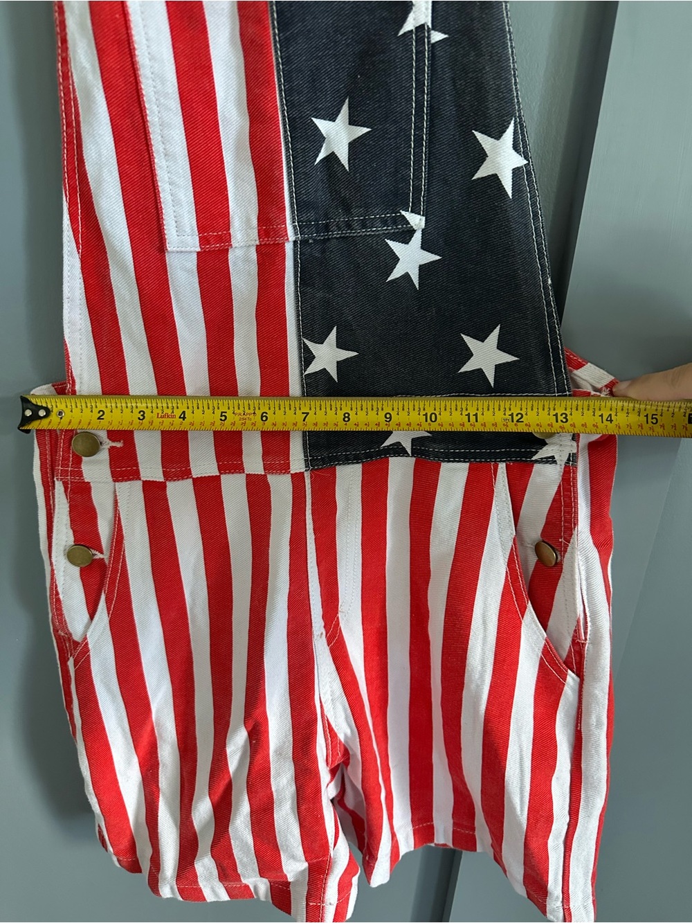 Stars & Stripes Short Overalls Jumpsuit - Red, White & Blue - Picture 6 of 6